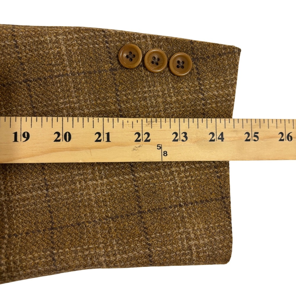 Canali Proposta Wool Tan Brown Plaid Sport Coat Blazer Mens US 46R Fully Lined - Picture 10 of 14